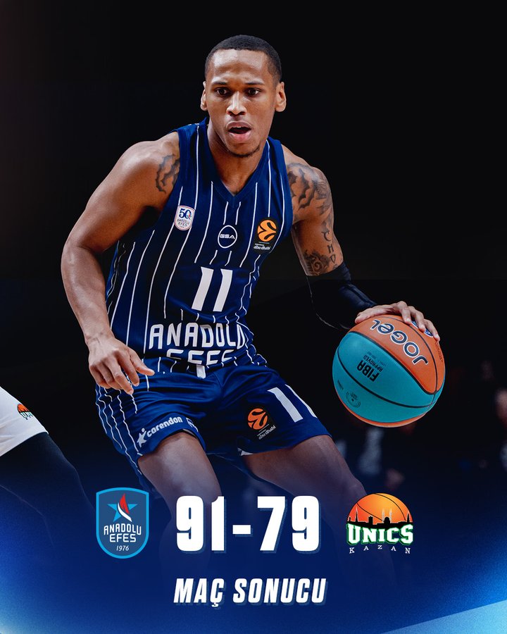 Anadolu Efes: Bruno Fernando domina la pintura y Mike James lidera la anotación con 17 puntos